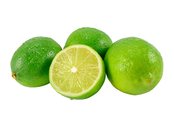 Ripe lime green with cutting half — Stock Photo, Image