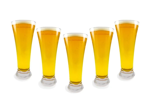 Five glasses of beer — Stock Photo, Image