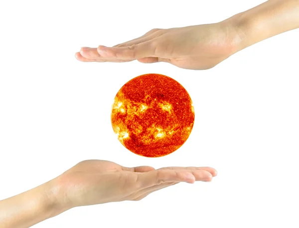 Solen i en mans händer Nasa — Stockfoto