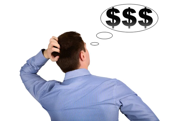 Business man thinking about money — Stock Photo, Image