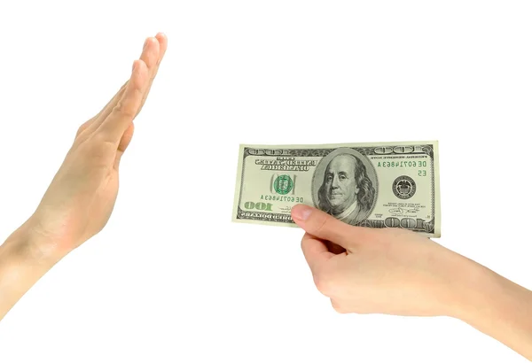 Image of human hands refuse a bribe — Stock Photo, Image