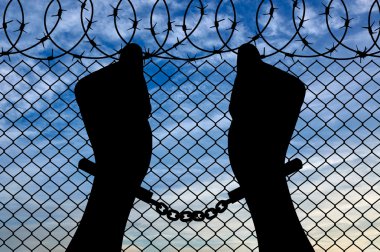 İnsan eli kelepçeli silüeti