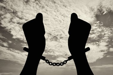 İnsan eli kelepçeli silüeti