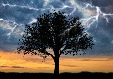 Din Hıristiyanlık. gün batımı ve gökkuşağı karşı çapraz siluet