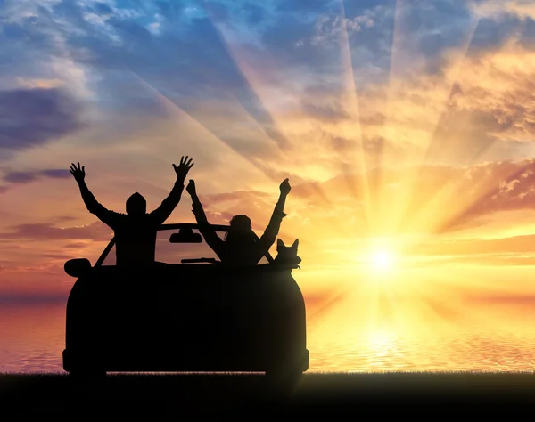 Pessoas felizes no carro — Fotografia de Stock