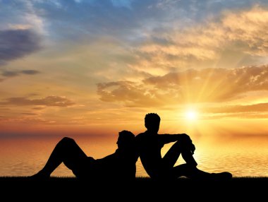 eşcinseller. Gay günbatımında rahatlatıcı yalan Couple