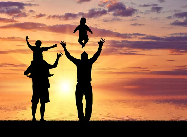 Paar schwuler Männer und ihre Kinder — Stockfoto