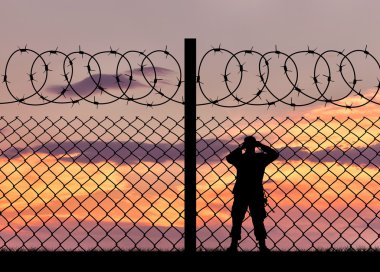 Bir askeri sınır muhafızları silüeti