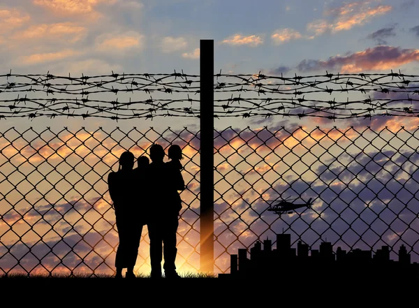 Silhouet van een gezin met kinderen — Stockfoto