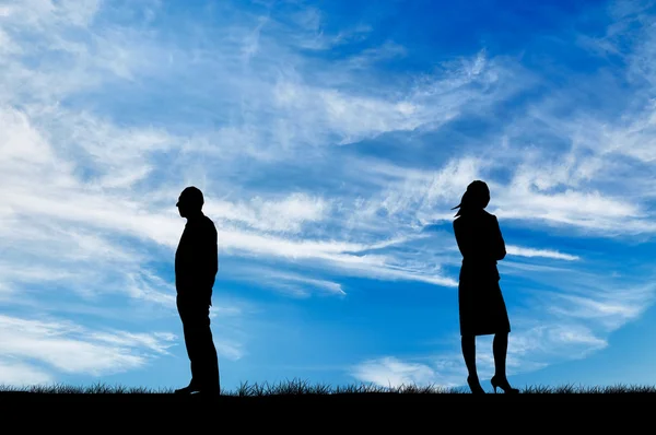 Silhouette of man and woman in a quarrel — Stock Photo, Image