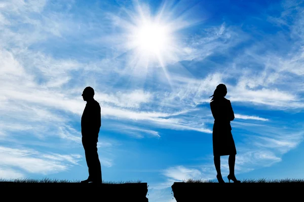 Silhouet van man en vrouw in een ruzie — Stockfoto