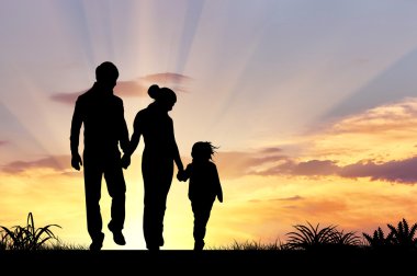Mutlu bir aile silüeti