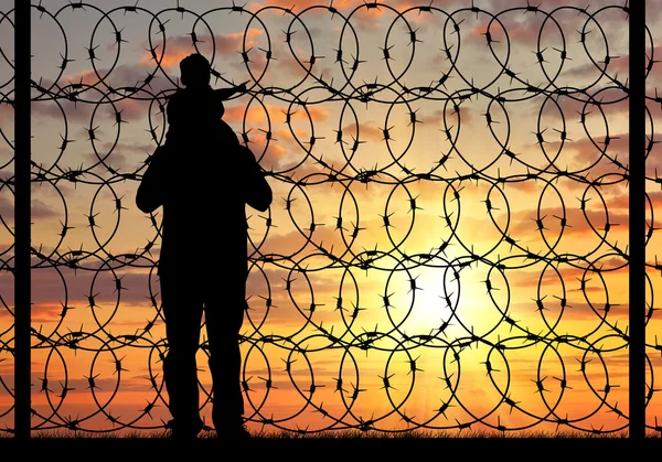 Silhouette di un rifugiato familiare — Foto Stock