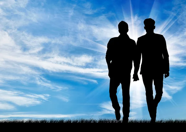 Silhouet van twee homoseksuele mannen — Stockfoto