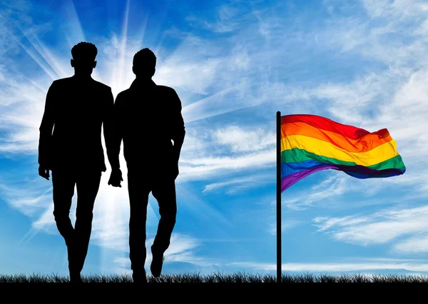 Silhouette of two gay men — Stock Photo, Image