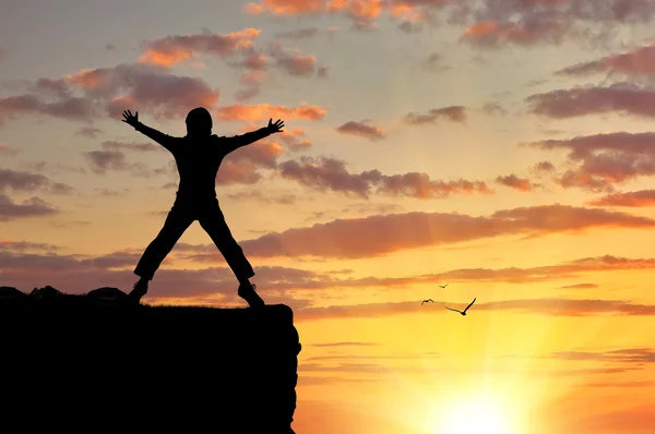 Silhouette of a happy man — Stock Photo, Image