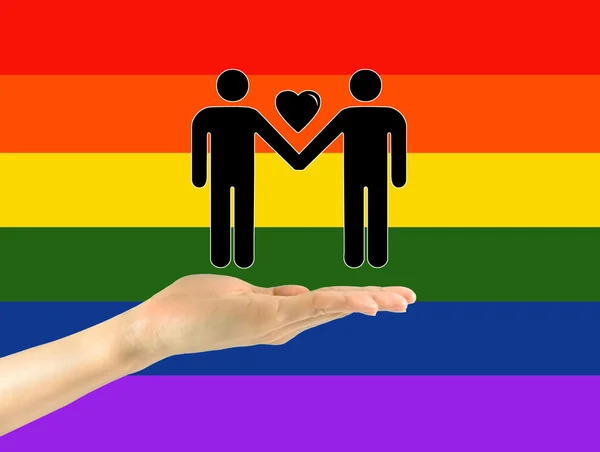 Icons of two gay men with heart — Stock Photo, Image