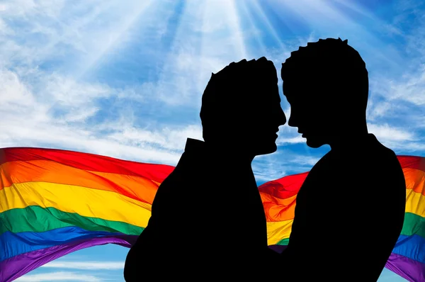 Silhouette di due uomini gay — Foto Stock