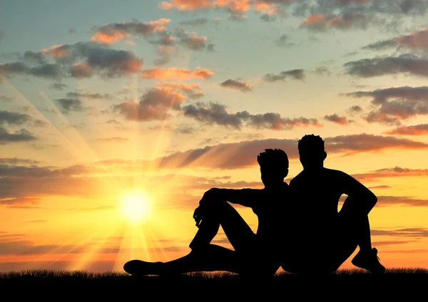 Silhouette di un paio di gay — Foto Stock