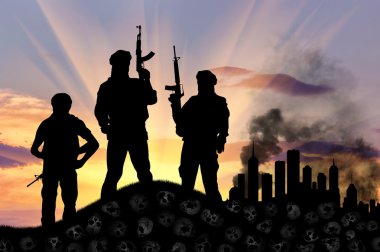  Silhouette of terrorists  clipart
