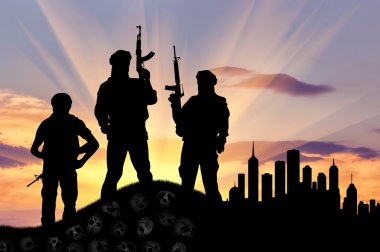 Silhouette of terrorists clipart