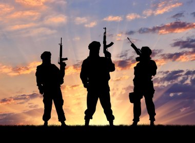 Silhouette of a terrorists  clipart