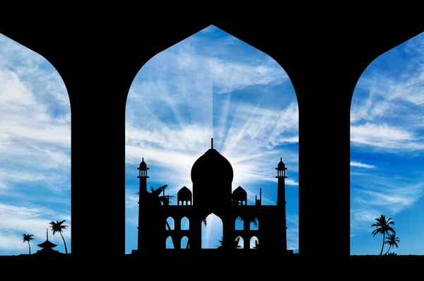 Silhouette of an Islamic prayer hall-house — Stock Photo, Image