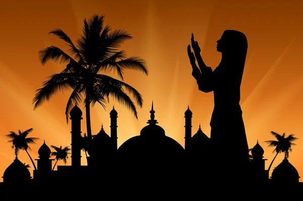 Silhouette of praying woman — Stock Photo, Image