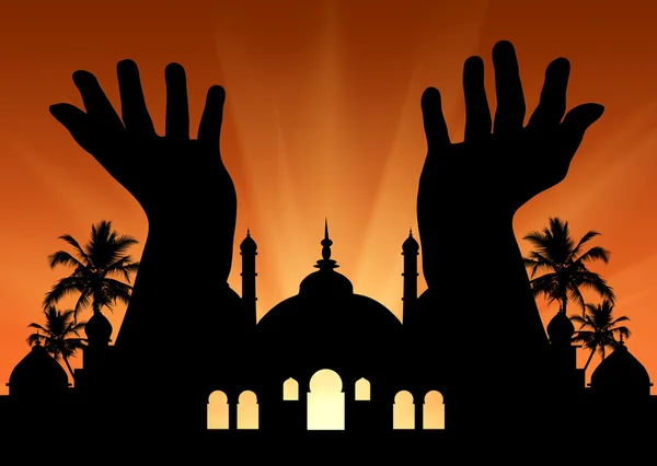 Silhouette of hands praying — Stock Photo, Image