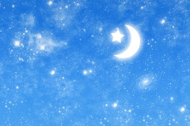 Moon ile güzel bir yıldızlı gökyüzü görüntü