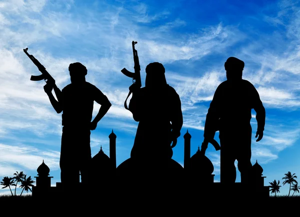 Silueta a trei teroriști — Fotografie, imagine de stoc