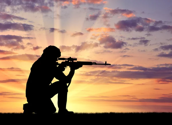 Silhouette of a terrorist — Stock Photo, Image