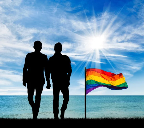 Silhouette di due uomini gay — Foto Stock