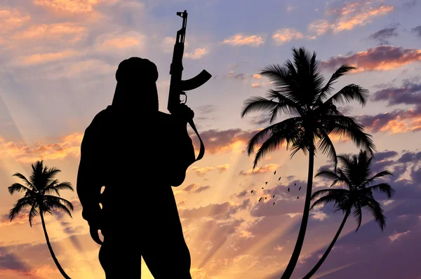 Silhouette of a terrorist — Stock Photo, Image