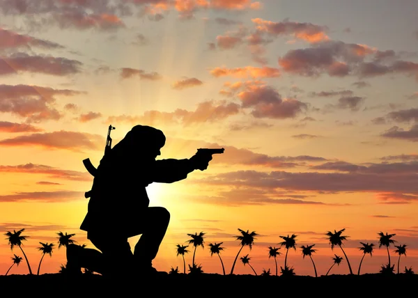 Silhouette eines Terroristen — Stockfoto