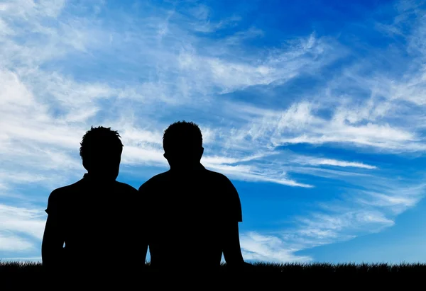 Silhouette de deux hommes gays — Photo