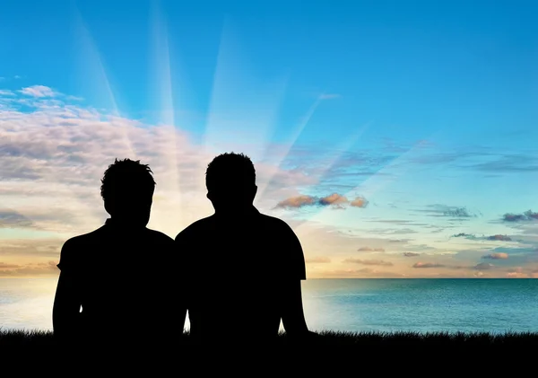 Silhouette of two gay men — Stock Photo, Image