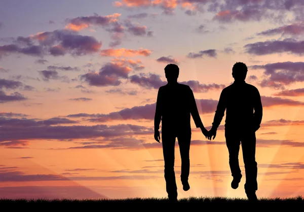 Silhouette heureux gay les hommes — Photo