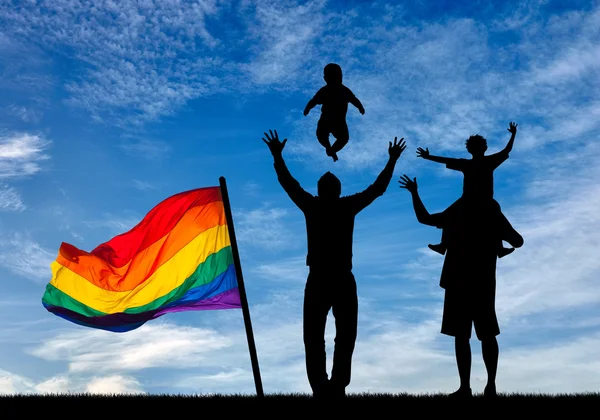 Silhouette di felice gay genitori — Foto Stock