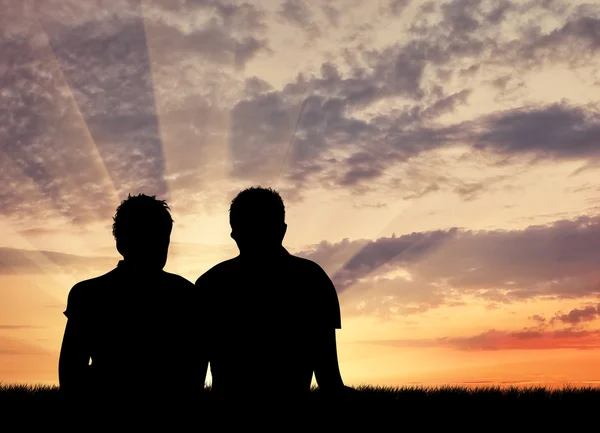 Silhouette de deux gay — Photo