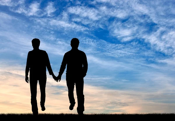 Silhouet gelukkig homoseksuele mannen — Stockfoto