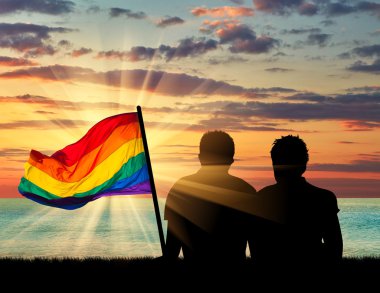 Silhouette of two gay men  clipart