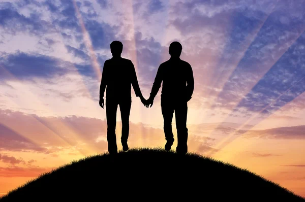 Silhouet gelukkig homoseksuele mannen — Stockfoto