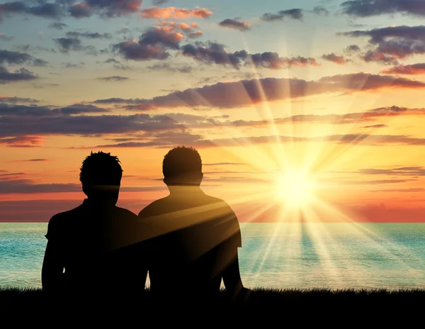 İki homoseksüel erkekler silüeti 