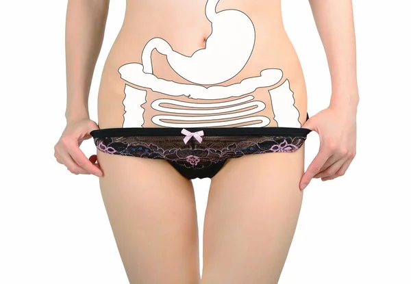 Tratto gastrointestinale dello stomaco femminile — Foto Stock