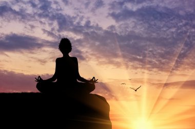 Pratik yoga bir kız silüeti