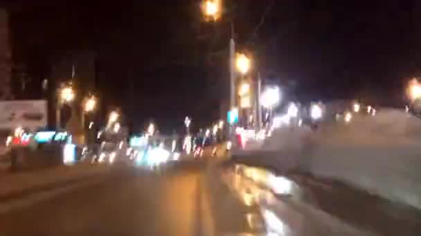 Passeio de carro velocidade através da cidade — Vídeo de Stock