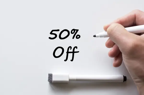 Fifty percent written on whiteboard — Stock Photo, Image