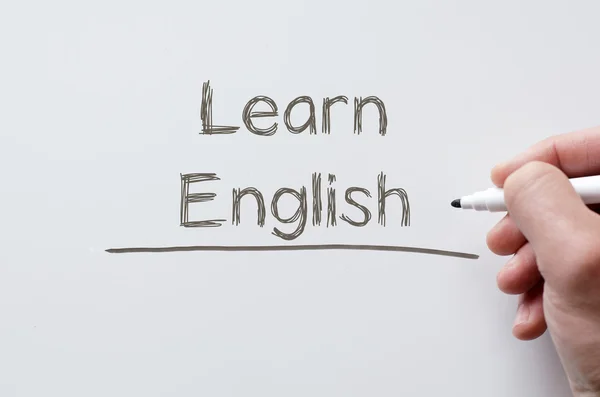 Englisch lernen, geschrieben auf Whiteboard — Stockfoto