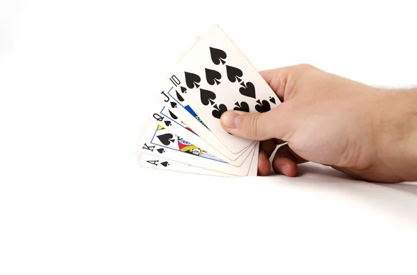 Karty do gry w ręku — Zdjęcie stockowe